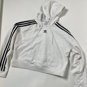 CROPPED ADIDAS HOODIE SIZE SMALL WHITE / BLACK